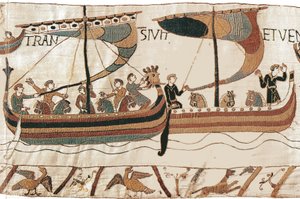 威廉公爵和诺曼入侵舰队跨越了Bayeux Tapestry的频道 作者 未知未知